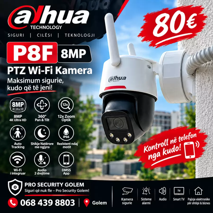 📹 DAHUA P8F – 8MP PTZ Wi-Fi 🔥
